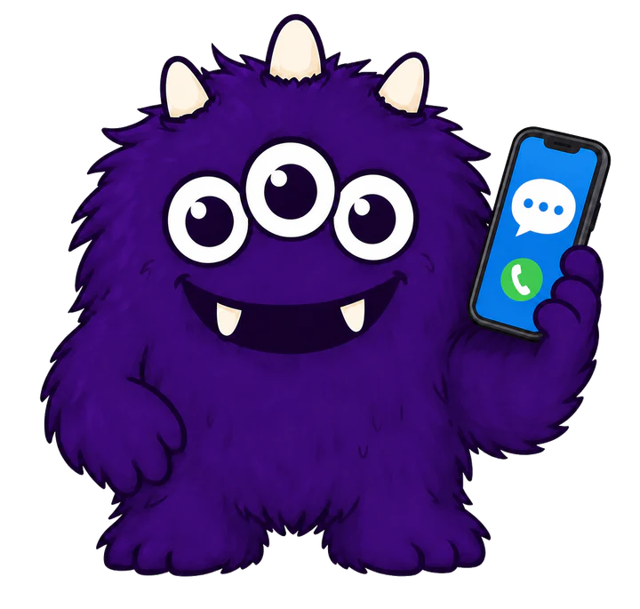 The Cookie Project mascot holding a phone
