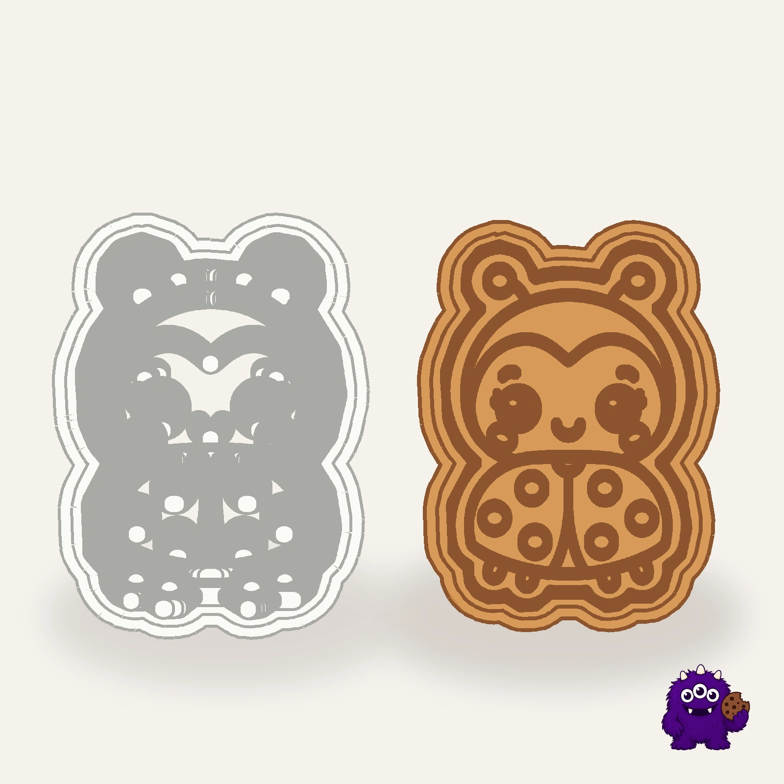 Ladybug Cookie Cutter with an example result