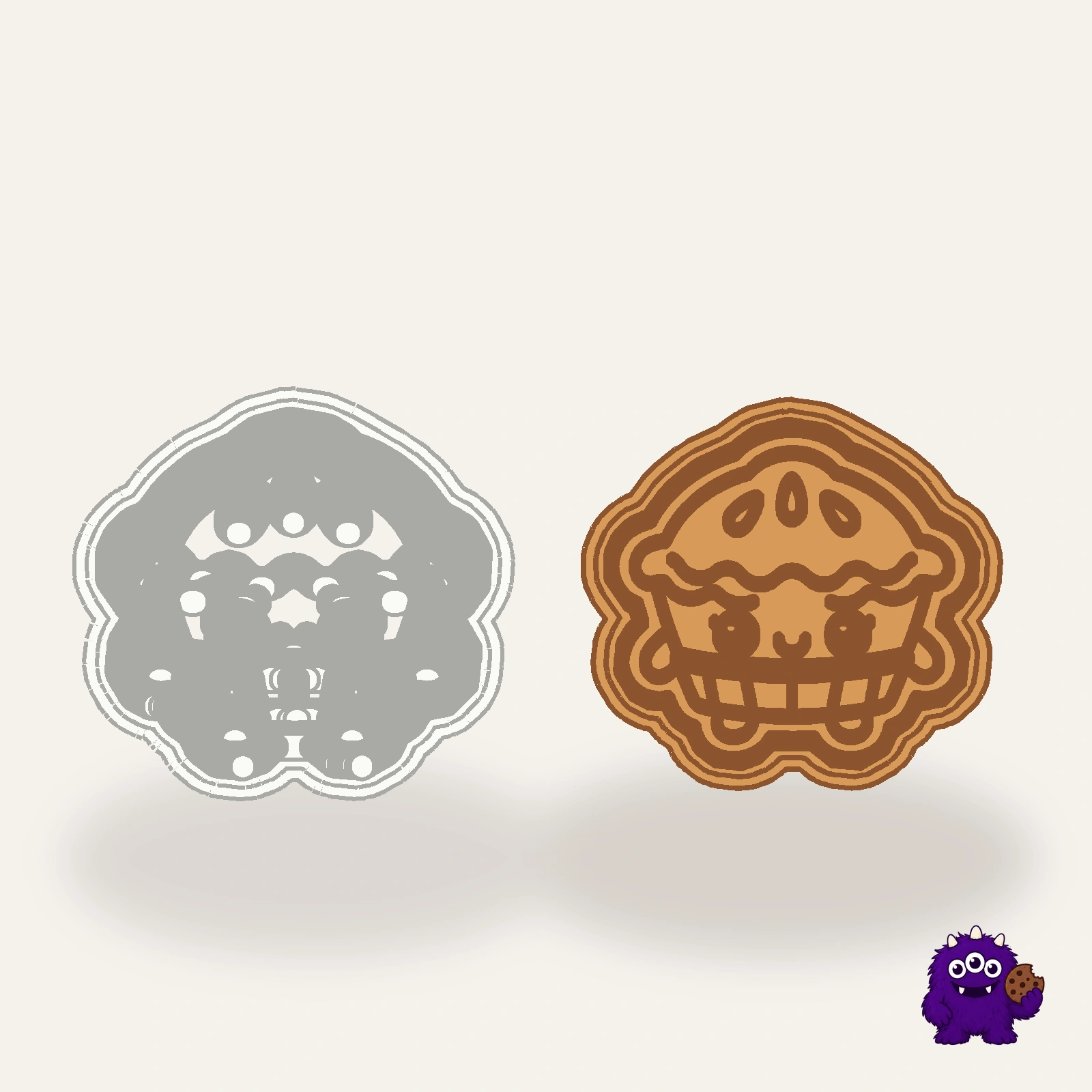 Pie Cookie Cutter with an example result