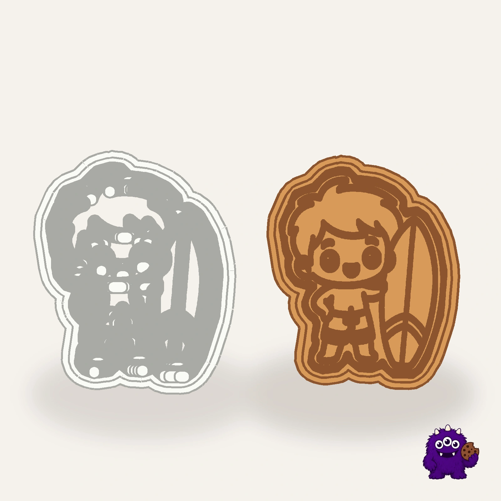 Surfboard Cookie Cutter with an example result