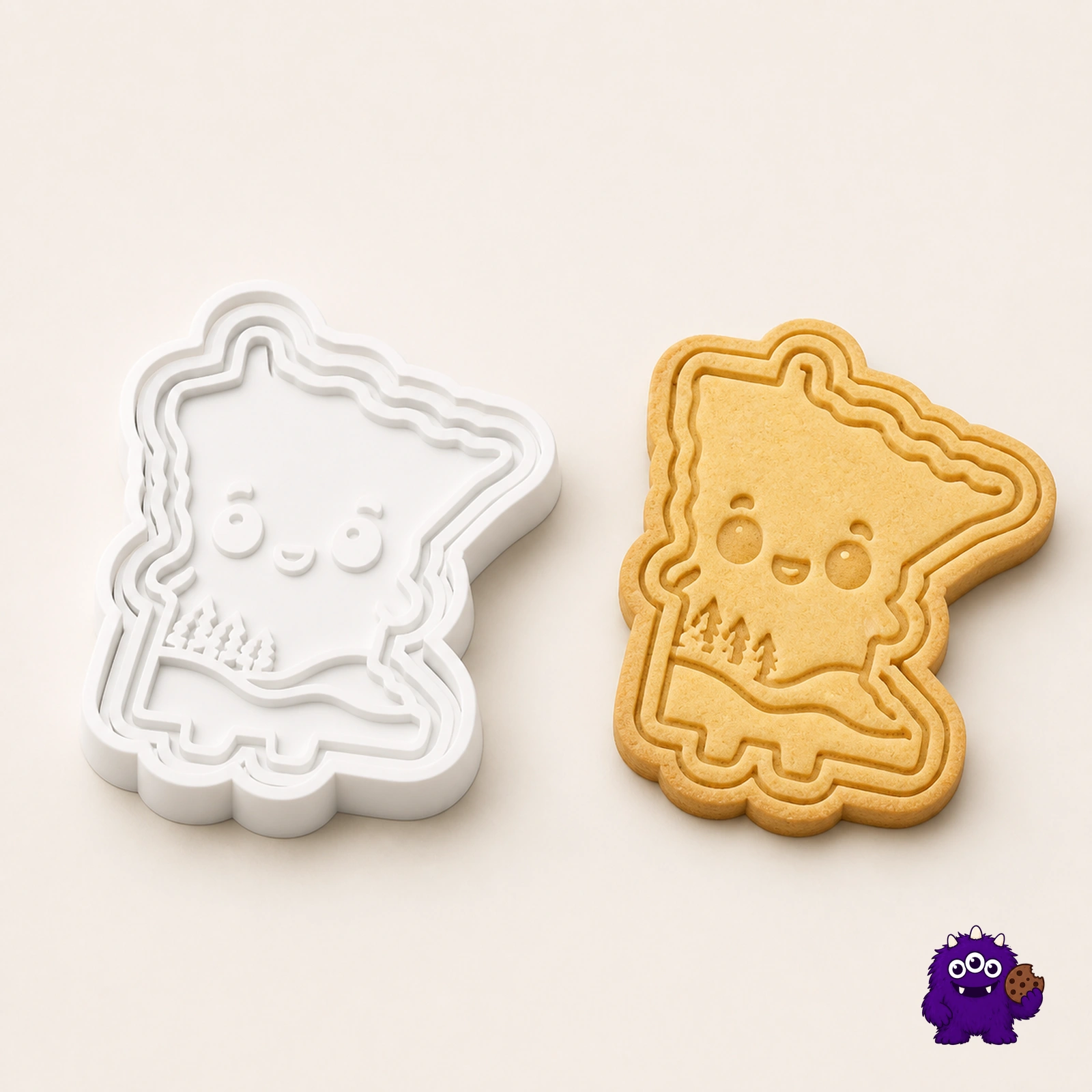 Detailed Minnesota cookie cutter with matching biscuit
