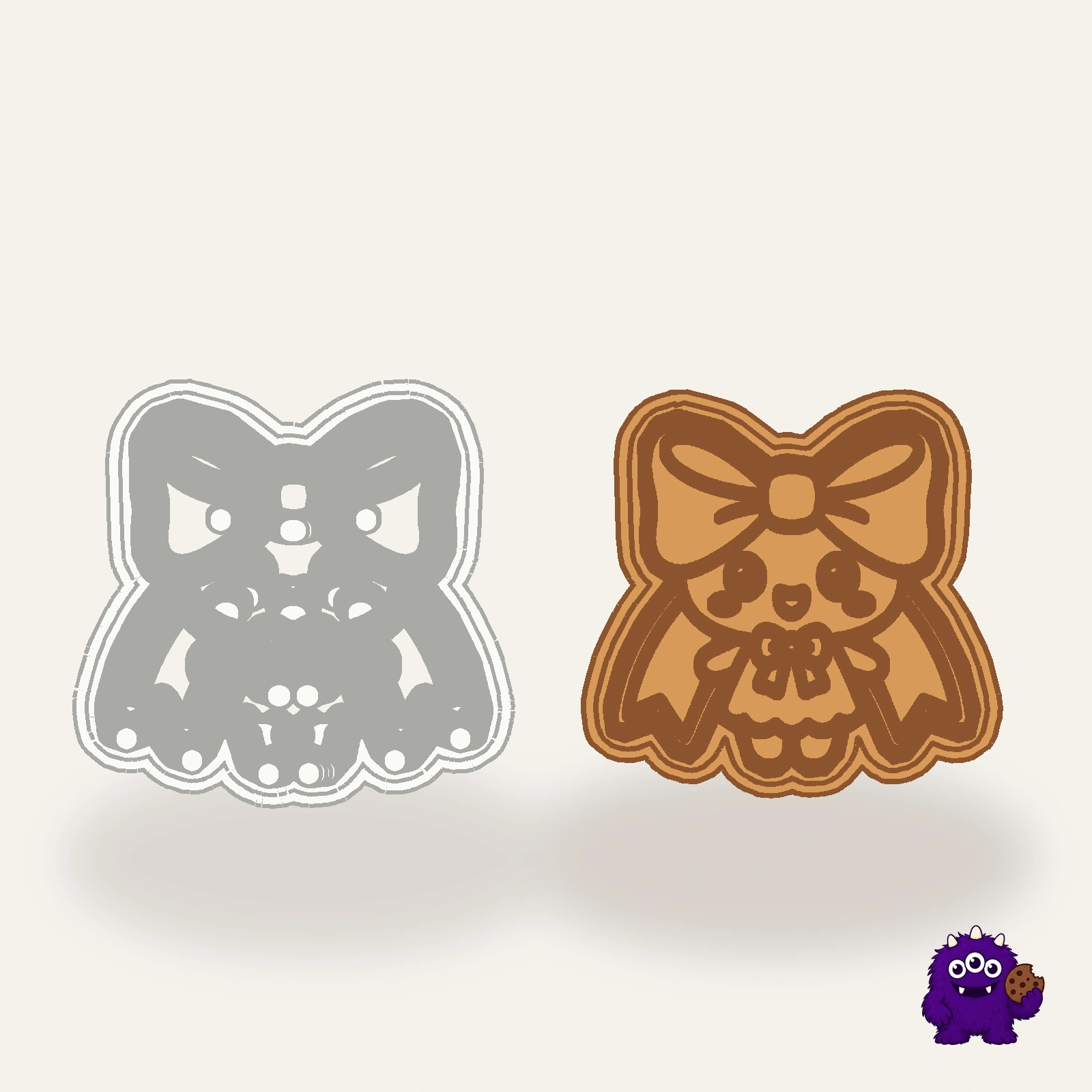 Ribbon Cookie Cutter with an example result