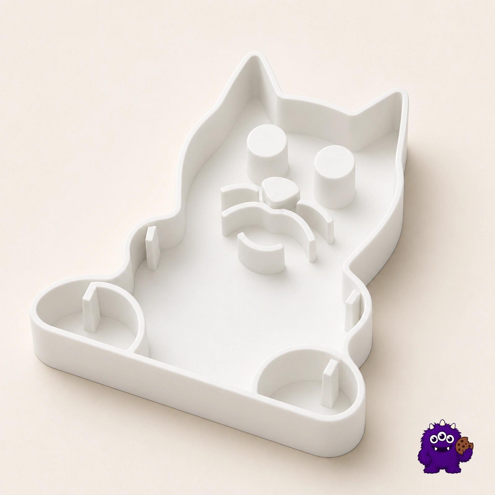 Detailed cat cookie cutter angled construction view