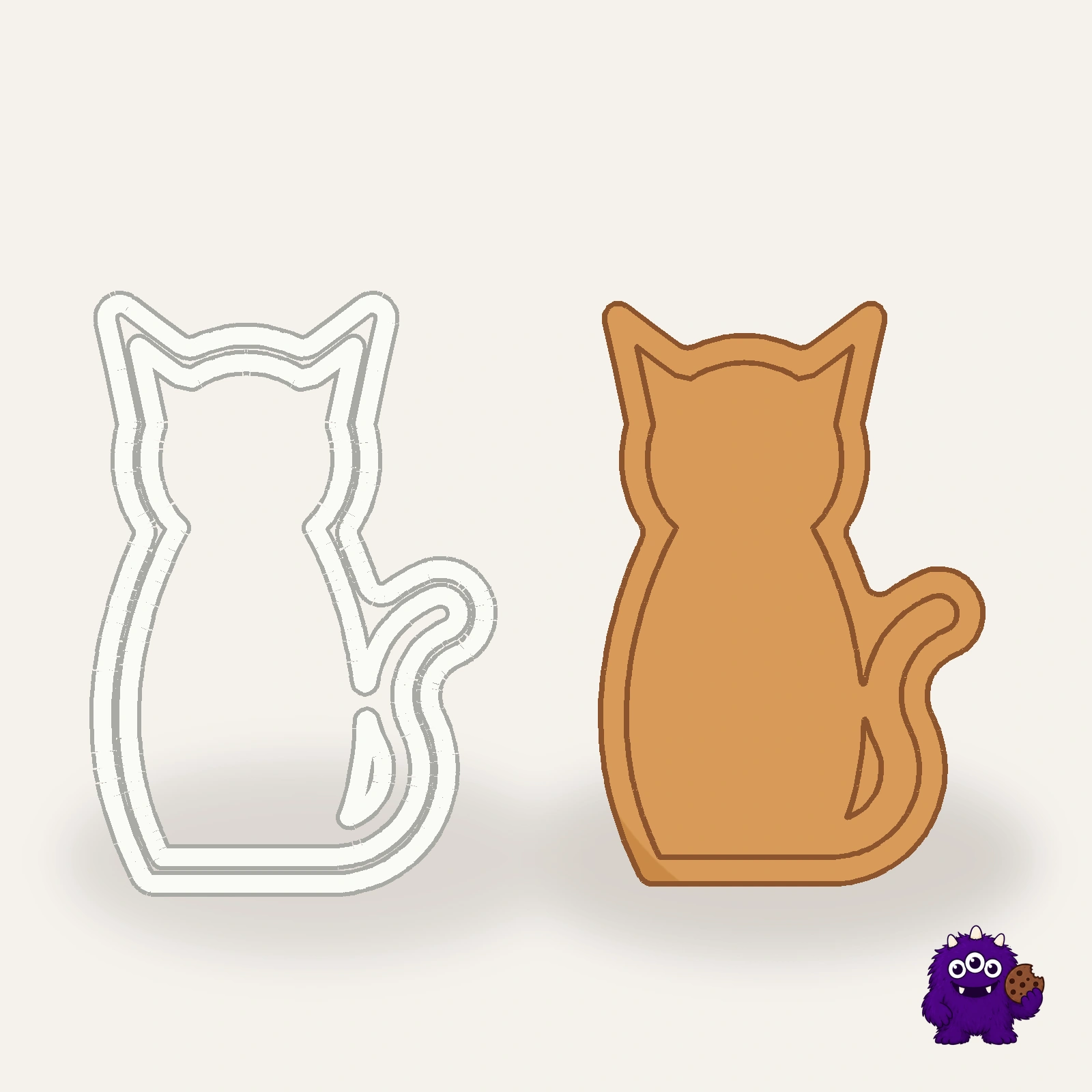 Cat Cookie Cutter with an example result