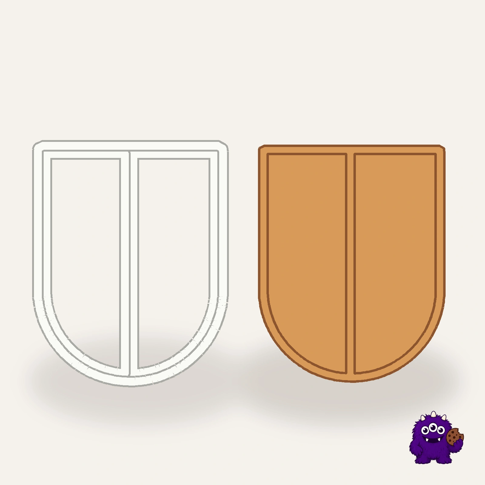 Nativity Shutters Cookie Cutter with an example result