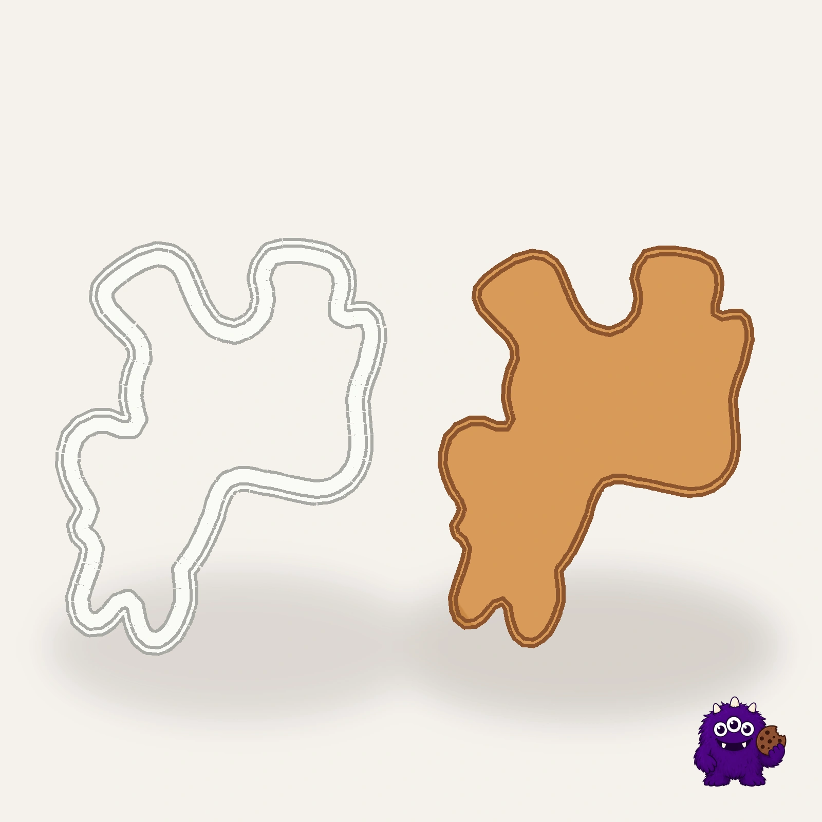 Nativity Donkey Cookie Cutter with an example result