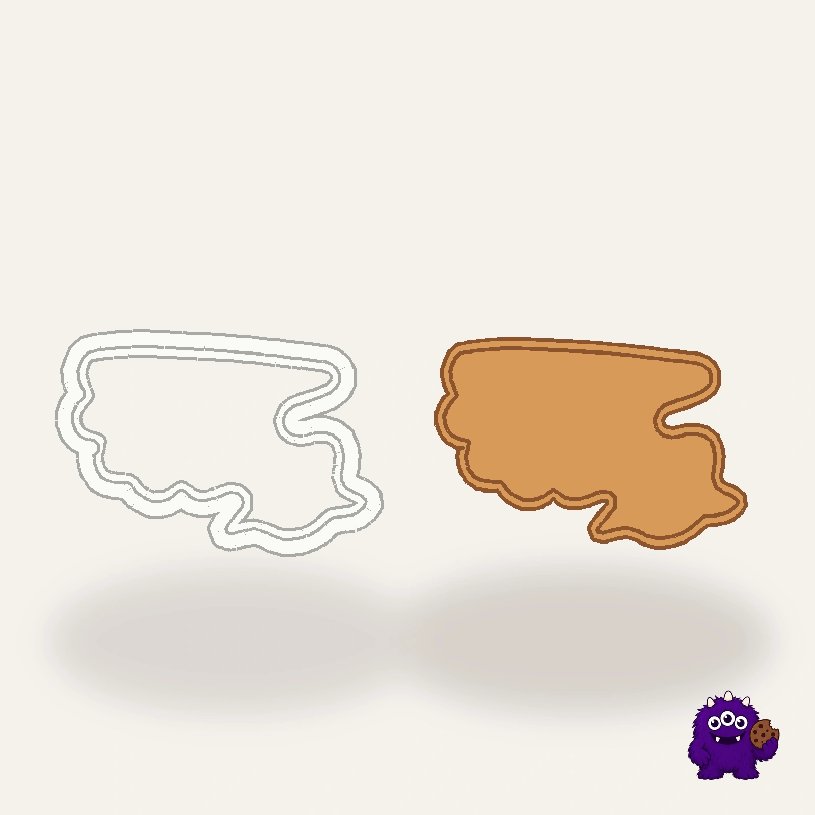 Nativity Sheep Cookie Cutter with an example result