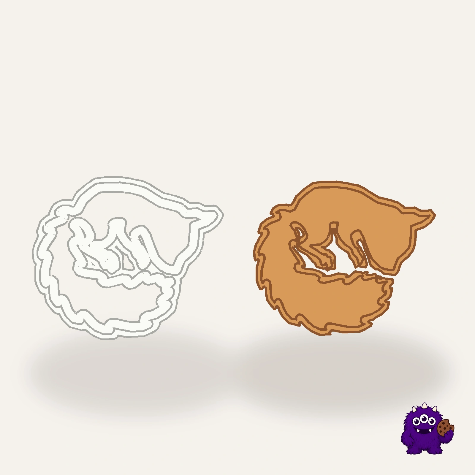 Sleeping Squirrel Cookie Cutter with an example result