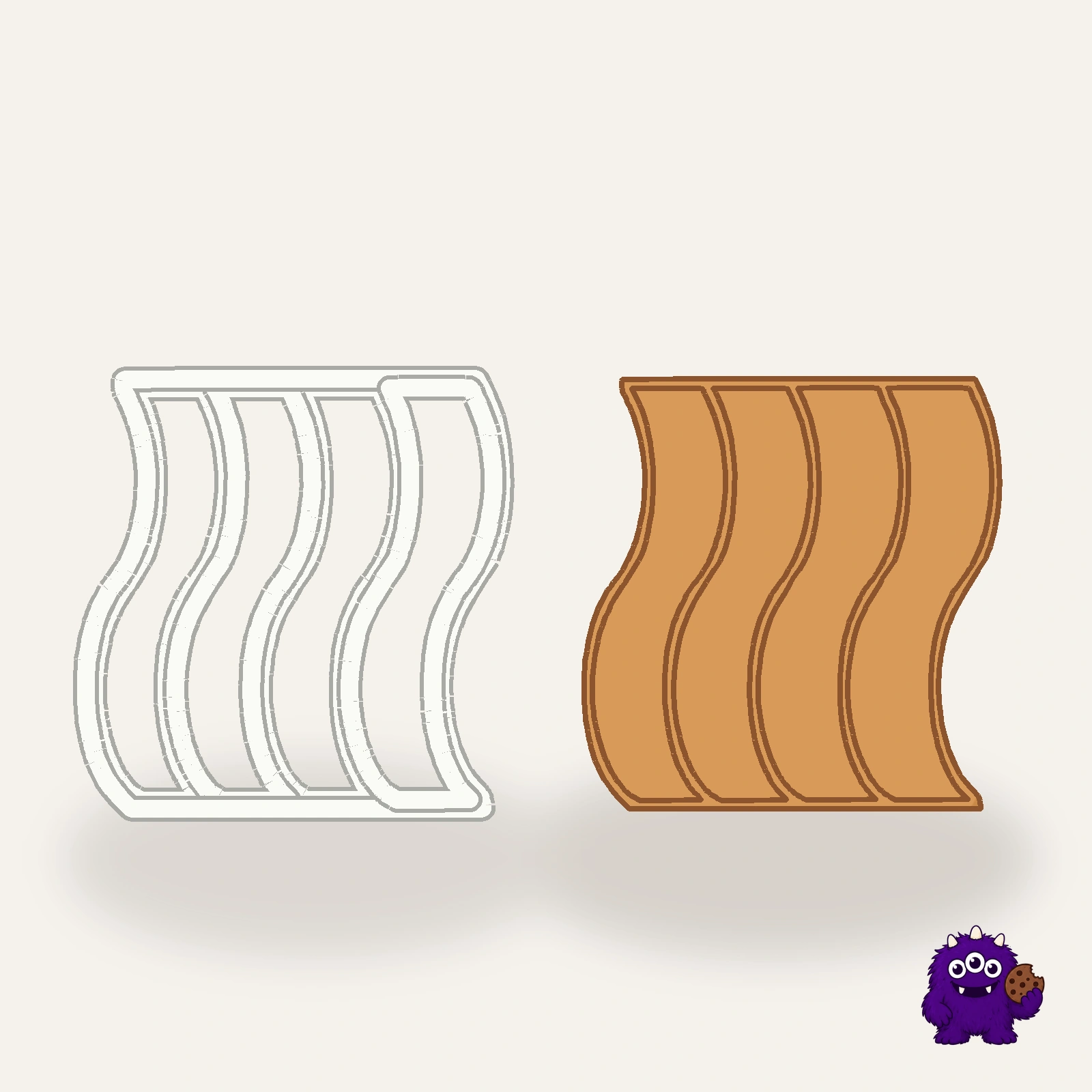 Bacon Cookie Cutter with an example result