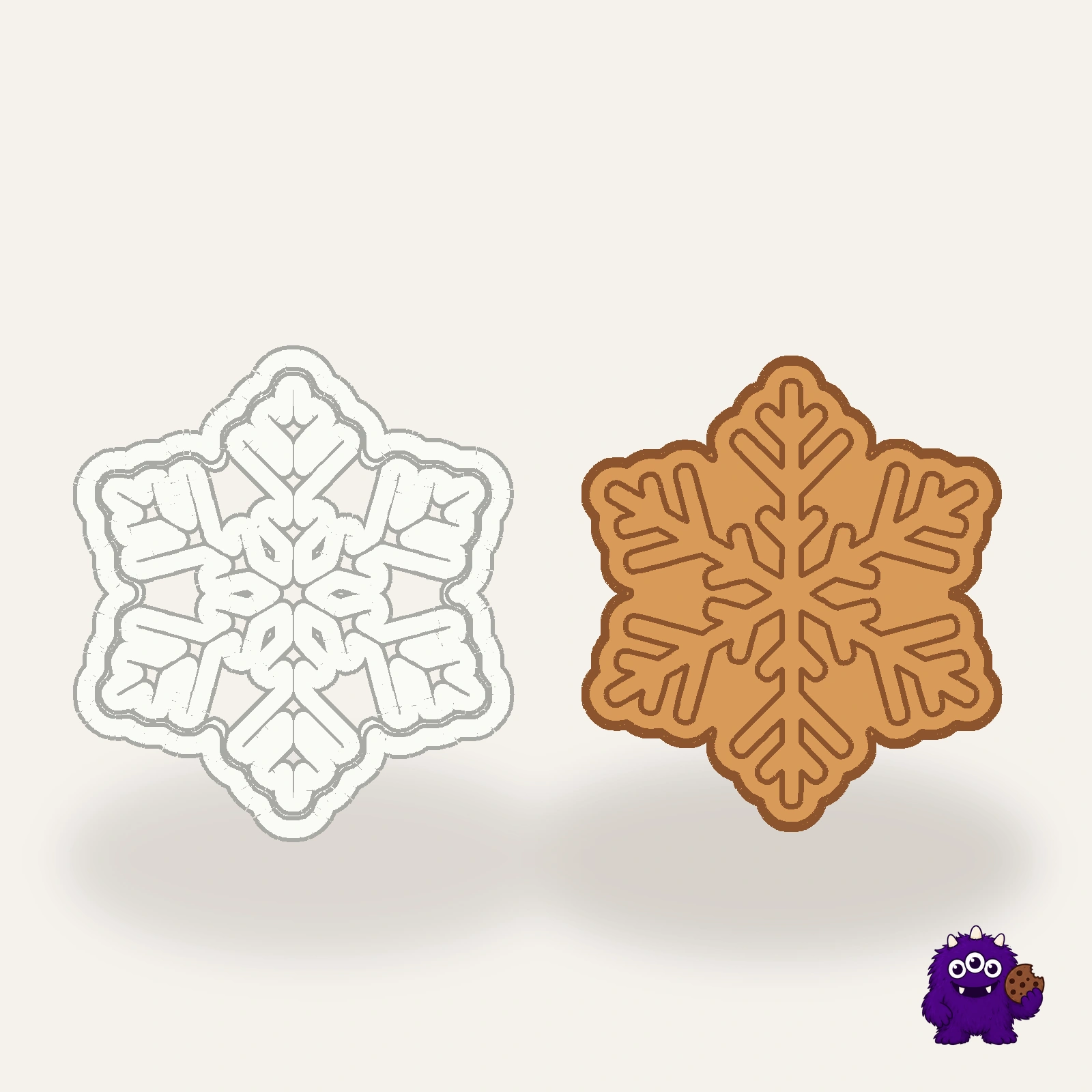 Snowflake Cookie Cutter with an example result