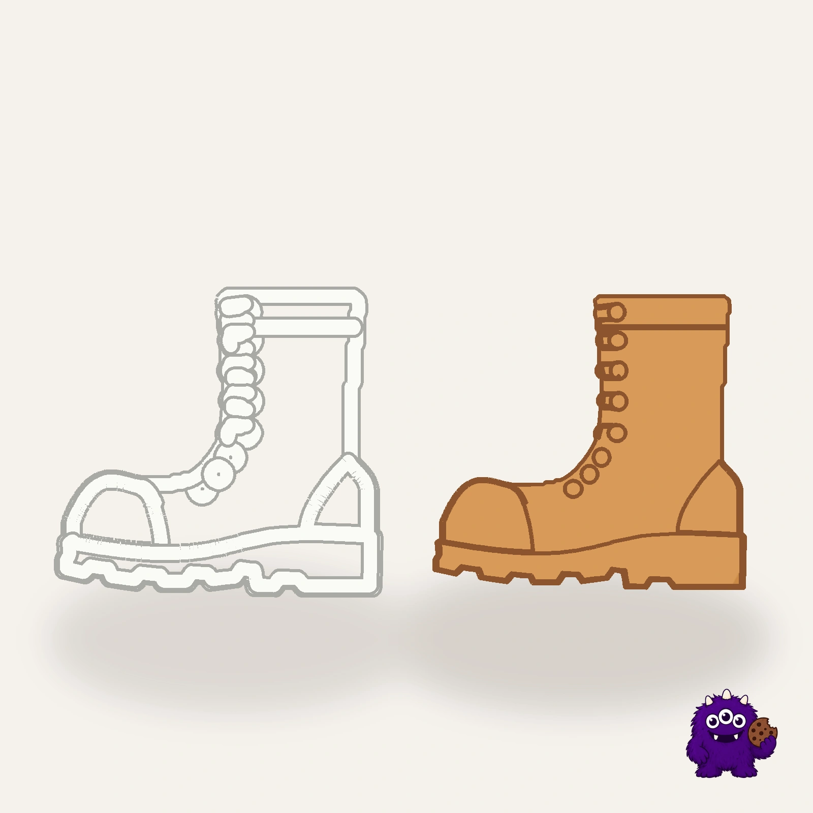 Military Boot Cookie Cutter with an example result