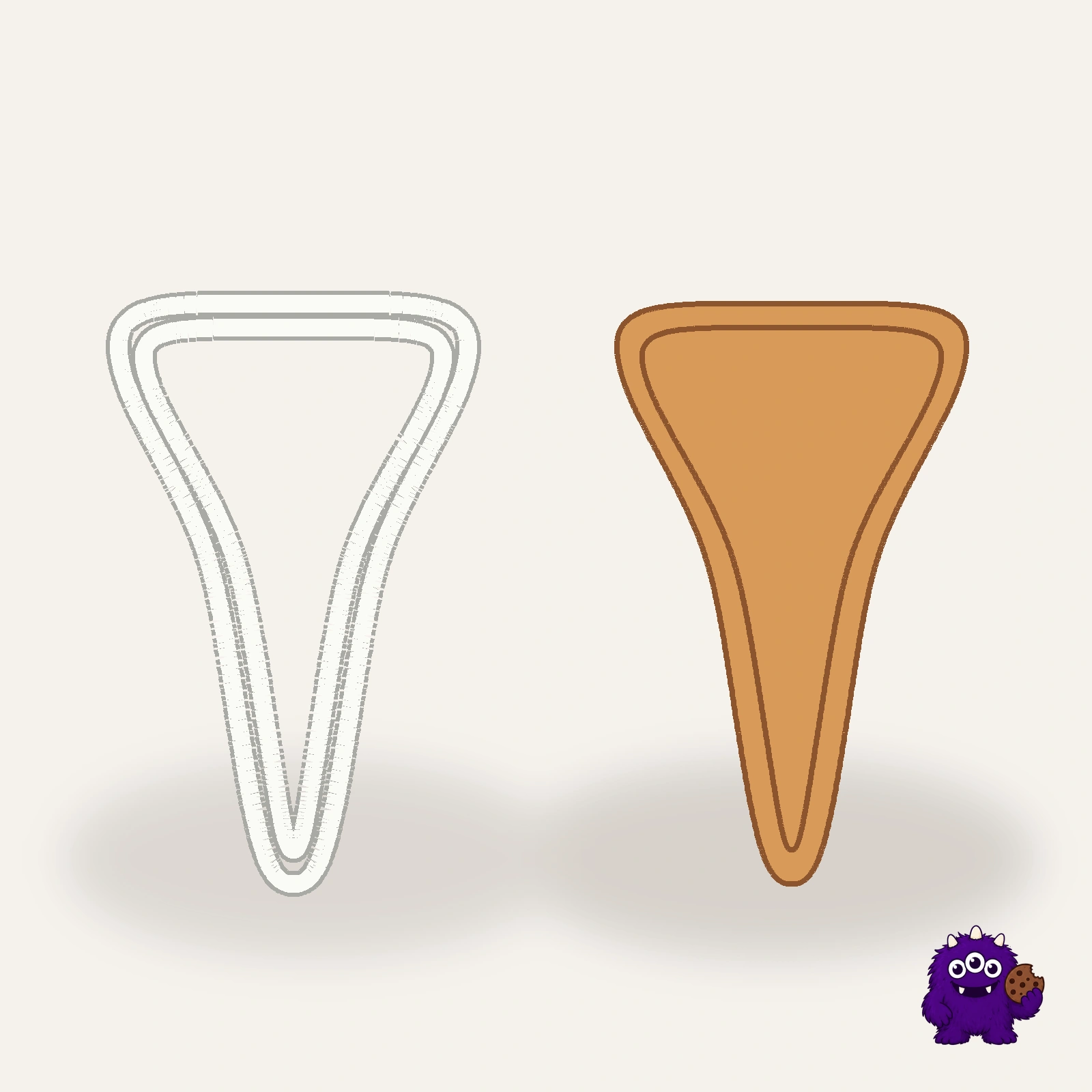 Pointed Tooth Cookie Cutter with an example result