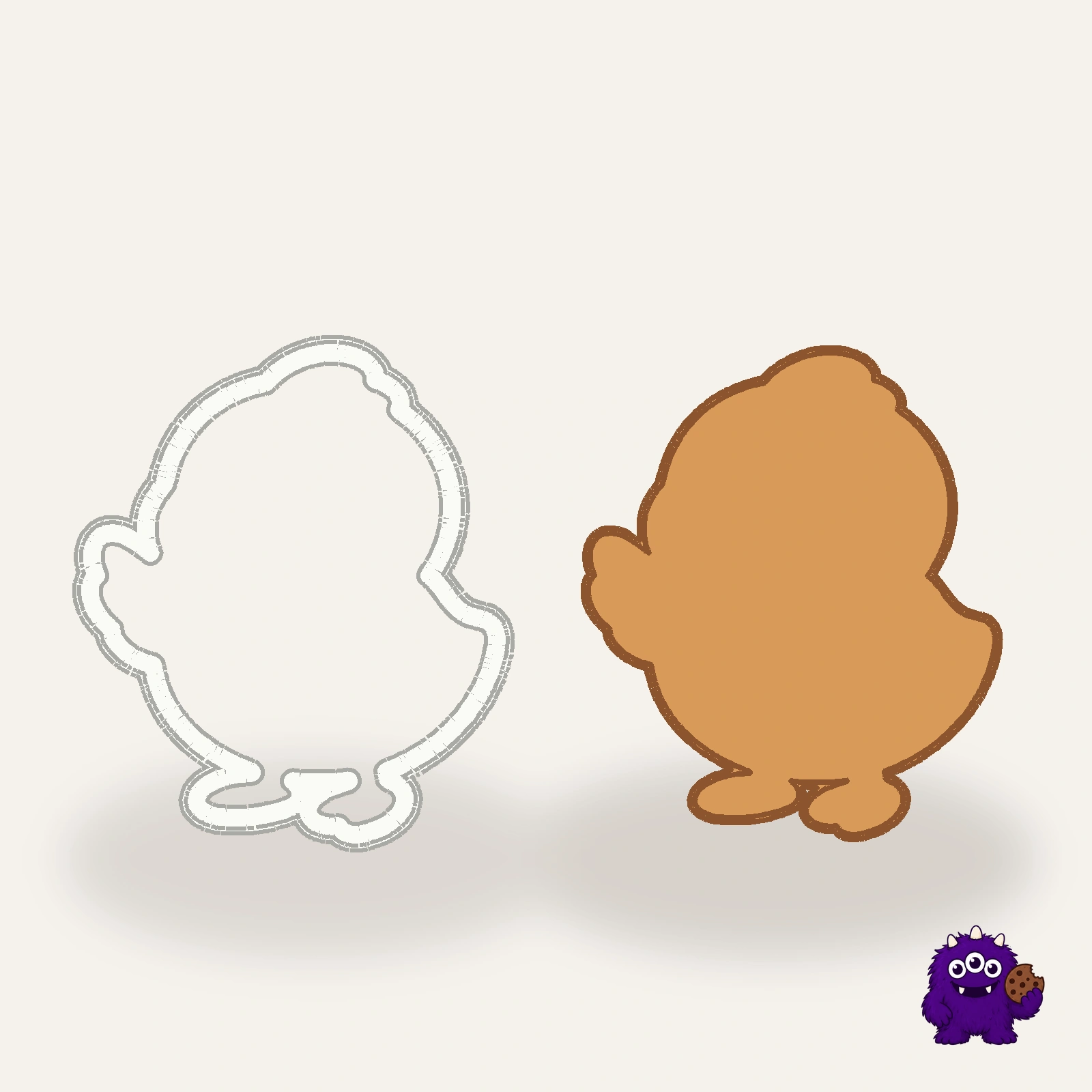 Easter Chick Cutter and Press Set with an example result