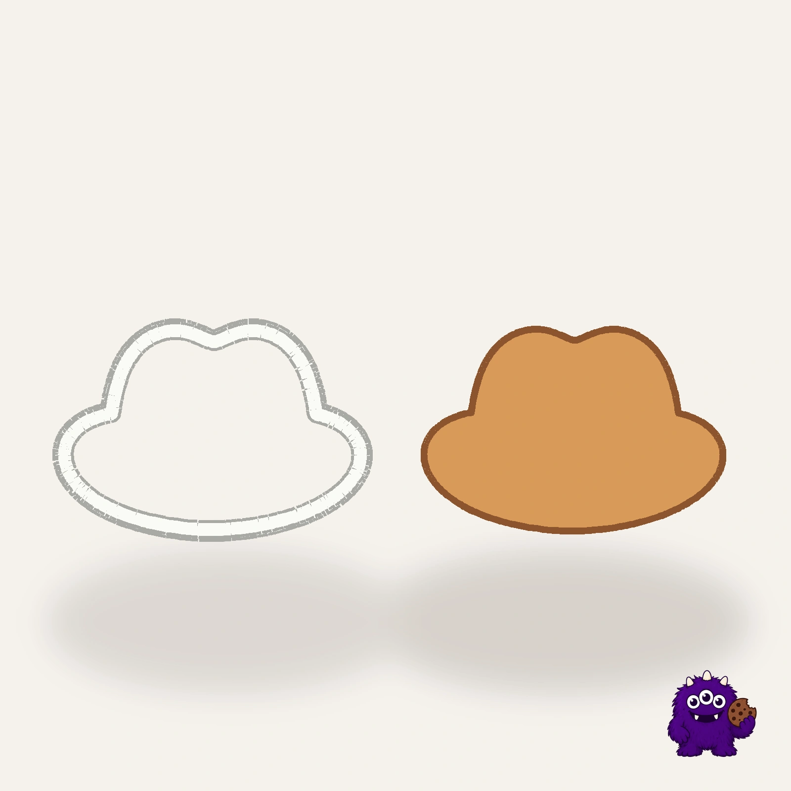 Pilgrim Hat Cutter and Press Set with an example result