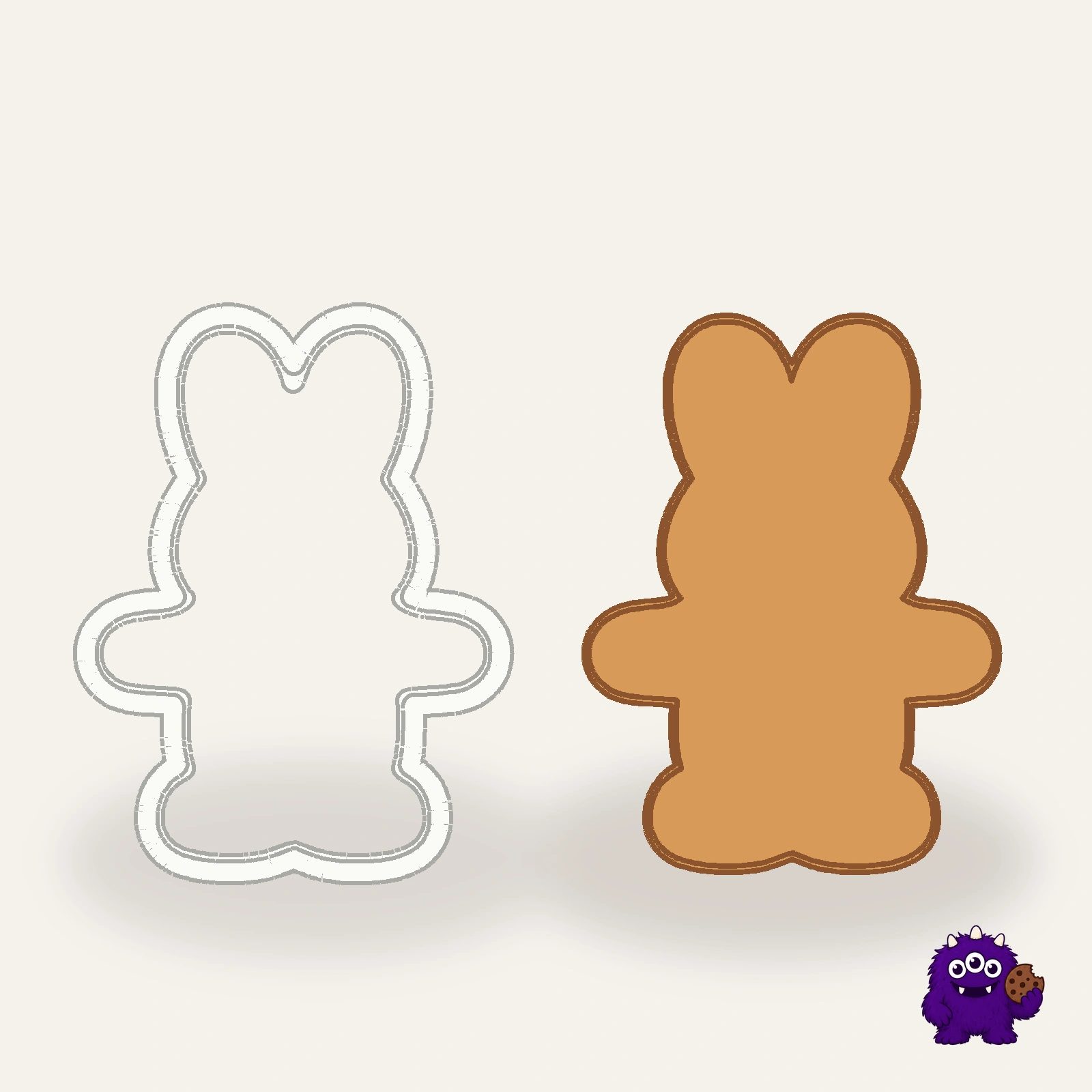 Rabbit Cutter and Press Set with an example result