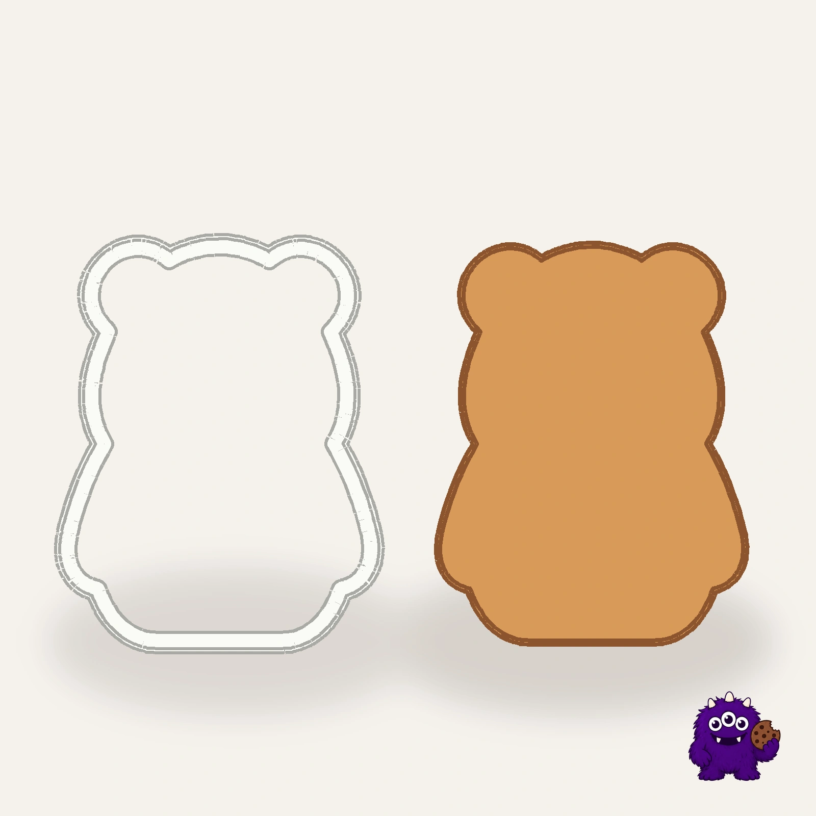 Bear Cutter and Stamp Set with an example result