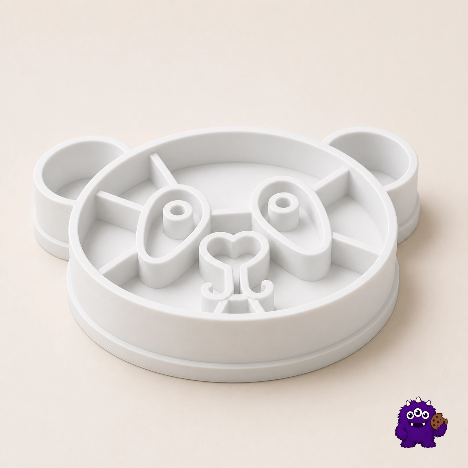 Panda cookie cutter angled construction view