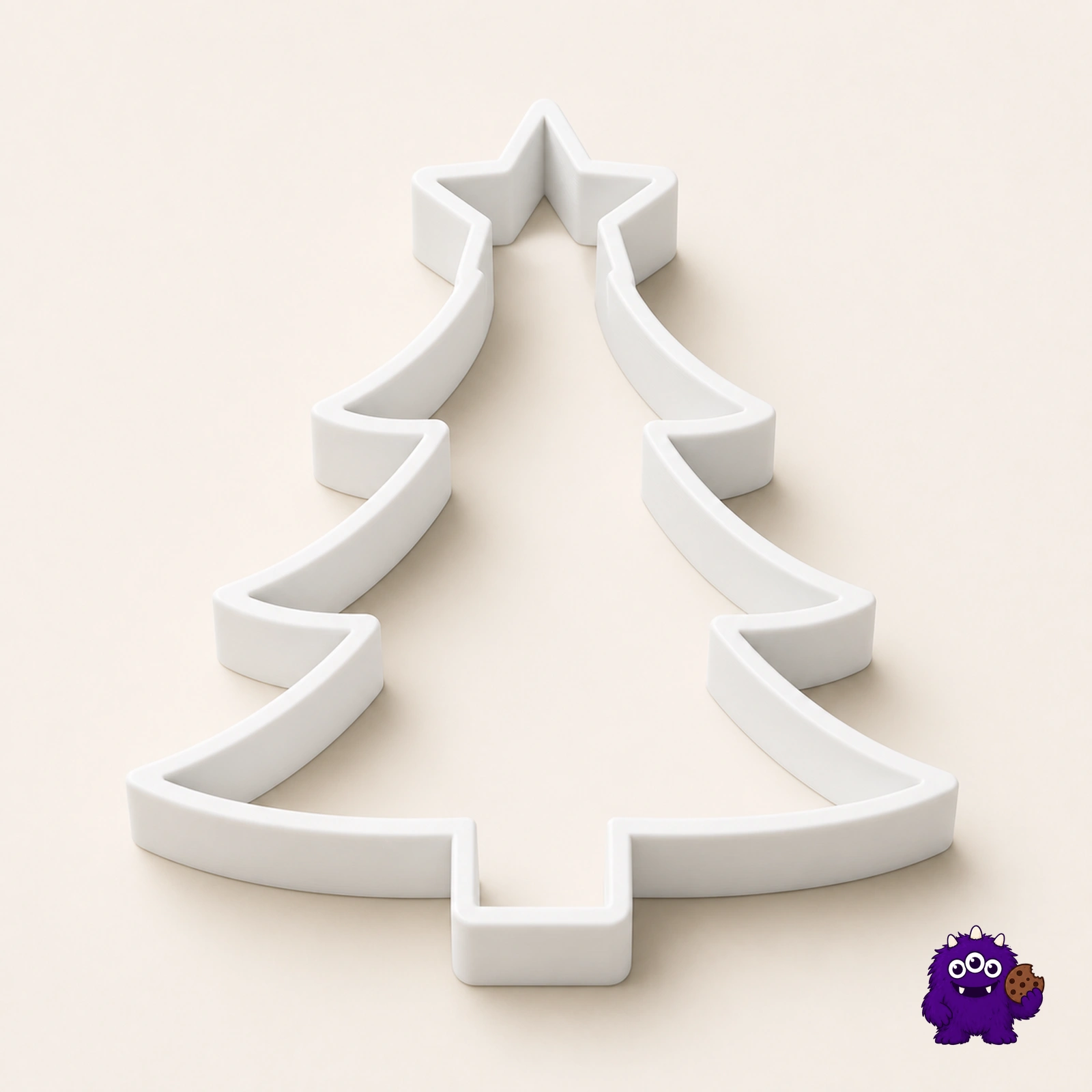 Christmas tree cookie cutter angled construction view