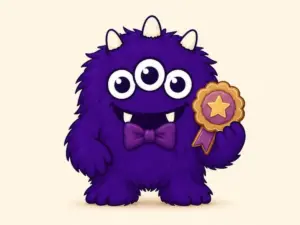 Father's Day Cookie Project mascot holding an award biscuit