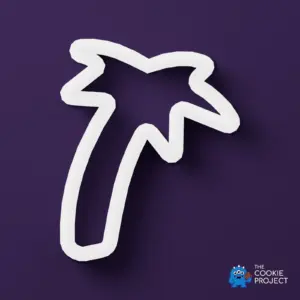 Nativity Small Palm Cookie Cutter - white cutter viewed directly from above on dark purple