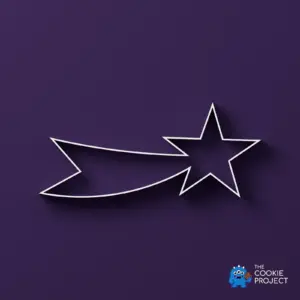 Christmas Star Design 2 Cookie Cutter - white cutter viewed directly from above on dark purple