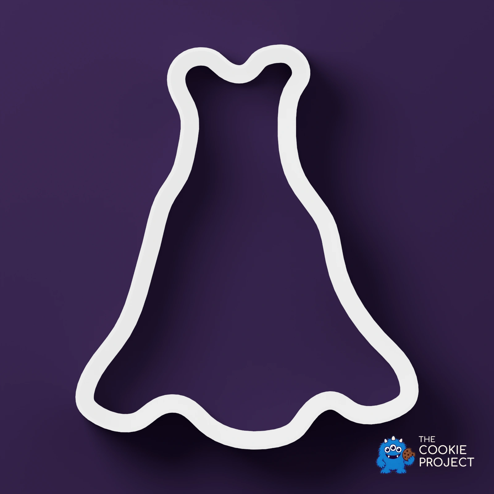 Mixed Cookie Cutter Collection of 9 - white cutter viewed directly from above on dark purple