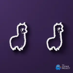 Alpaca and Llama Cookie Cutter Set of 2 - white complete set viewed directly from above on dark purple